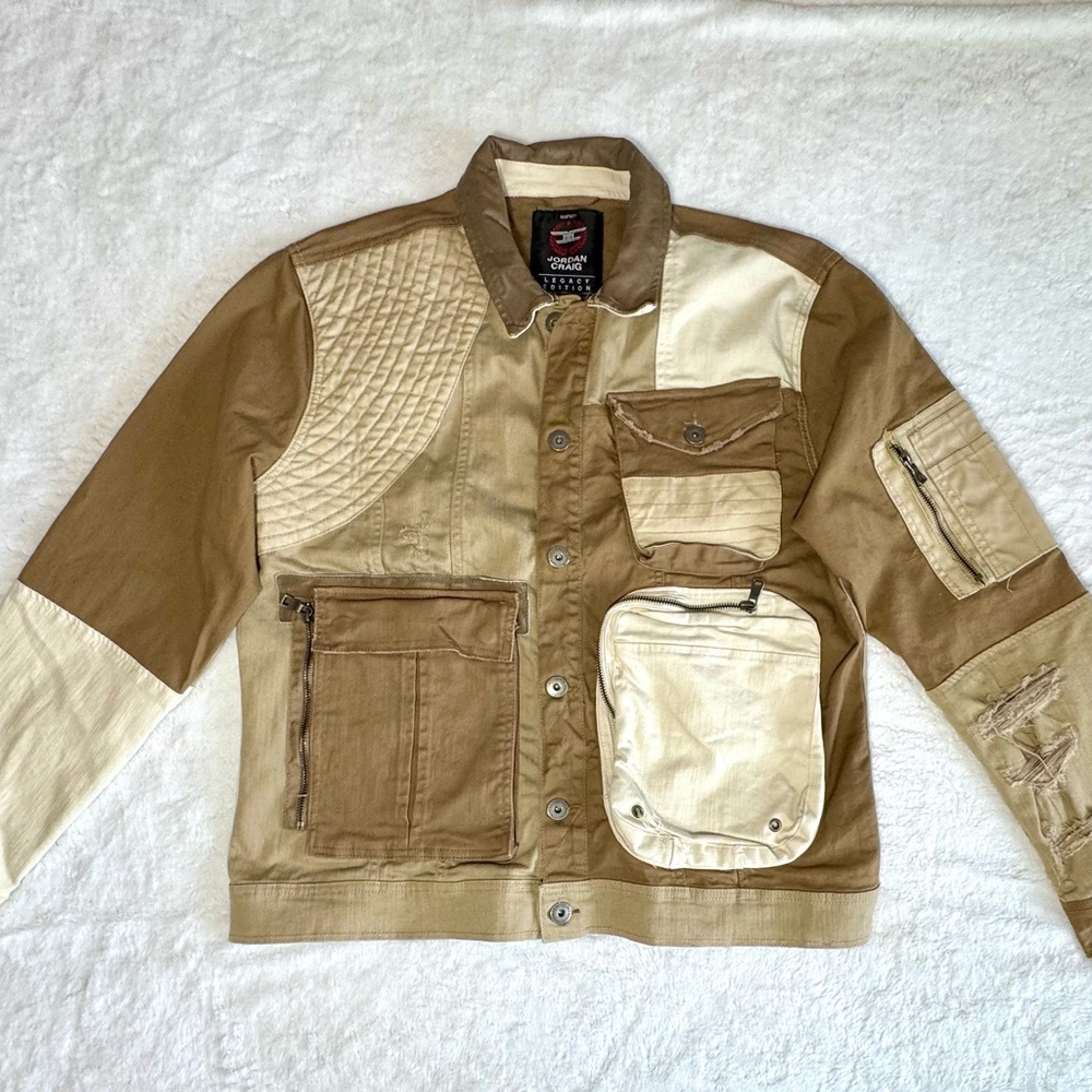 Jordan Craig Tan and Cream Patch Jacket Sturdy Construction